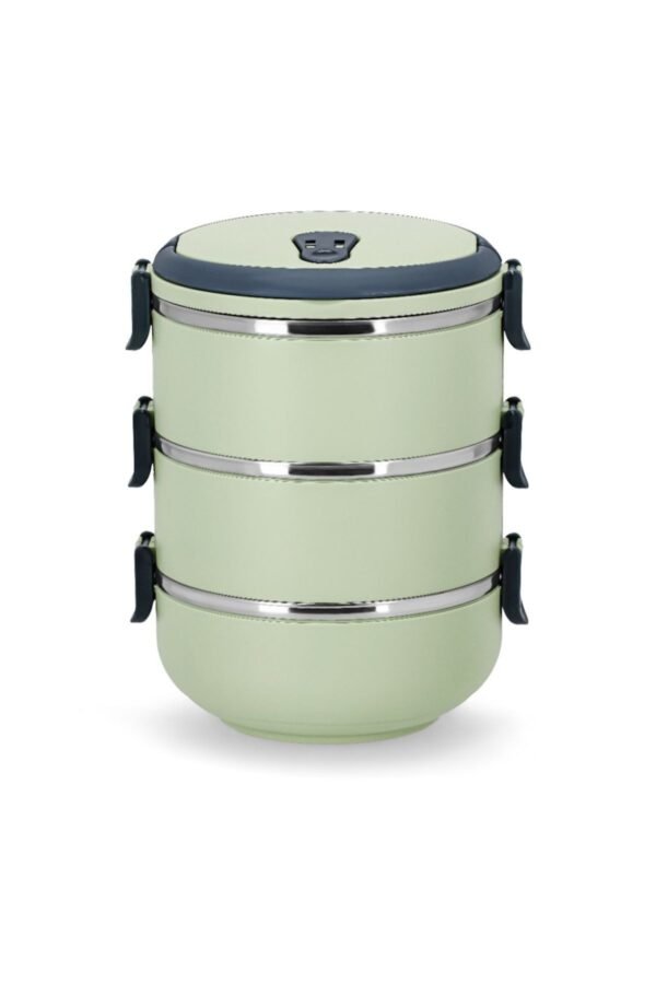 3 Katlı Sefer Tası Yemek Termosu Saklama Kabı Yeşil