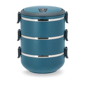 3 Katlı Sefer Tası Yemek Termosu Saklama Kabı Antrasit Mavi