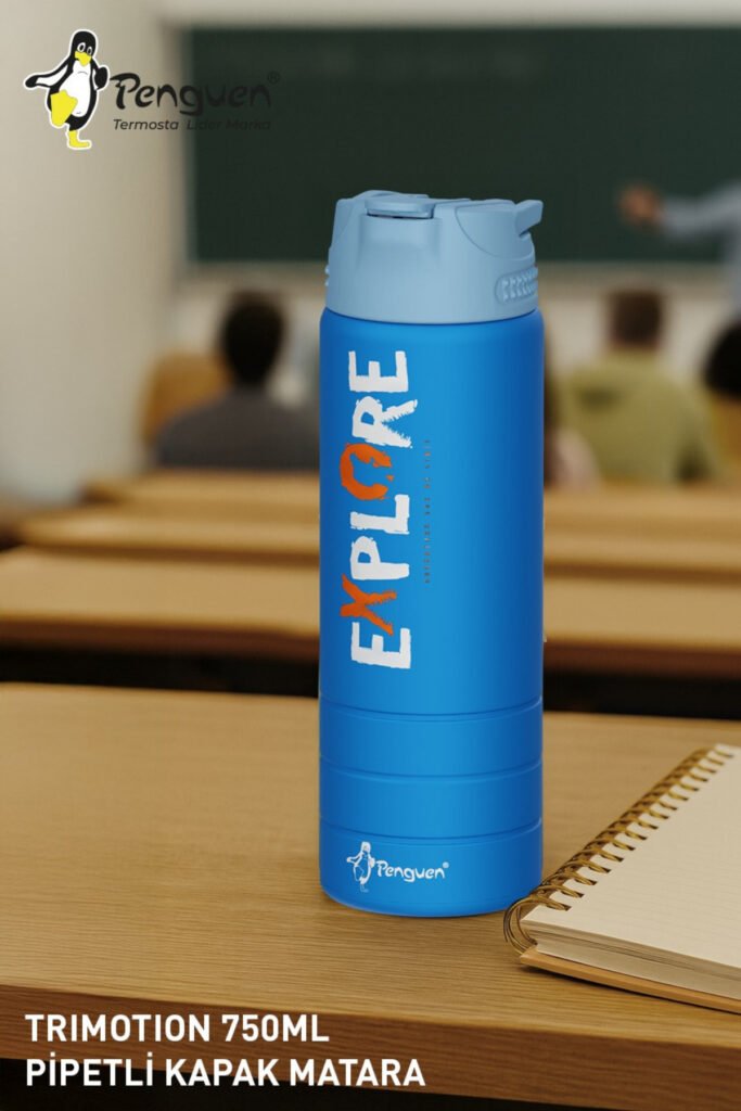 750ML Paslanmaz Çelik Su Matarası | Sızdırmaz Kapaklı | Pipetli | BPA Free | Dayanıklı