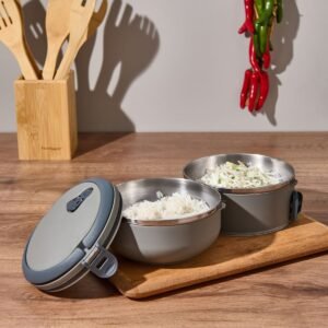 2 Katlı Yemek Sefer Tası - Gri